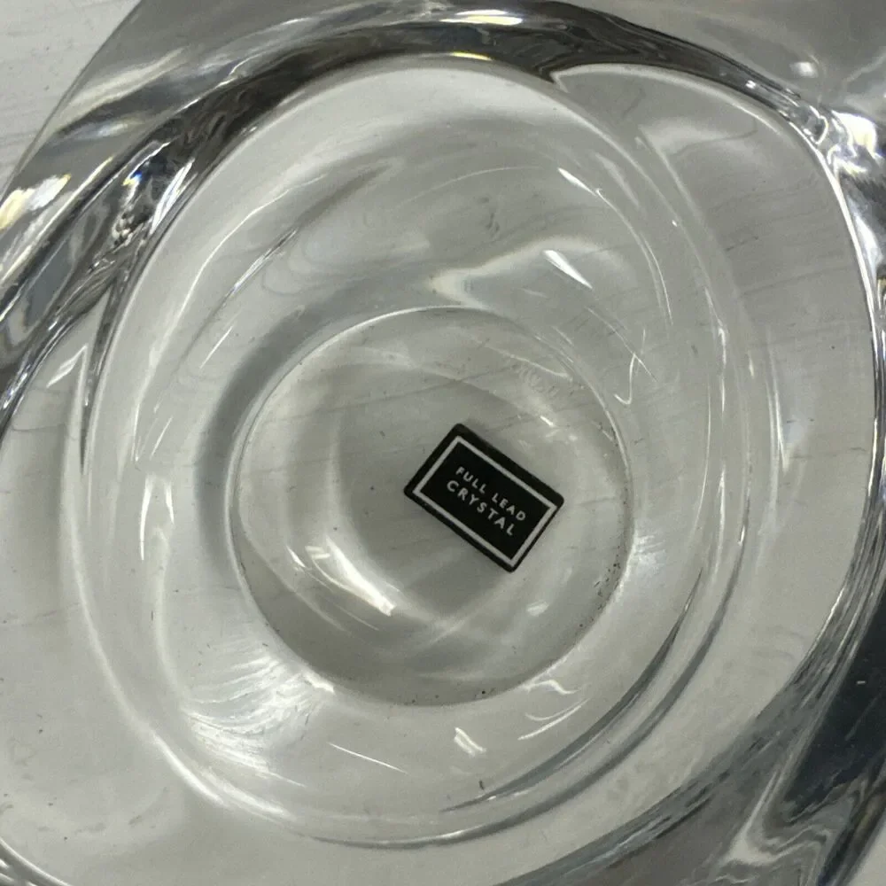 Nambe Lead‎ Crystal Glass Candle Holder Clear Bowl Dish Vase Germany